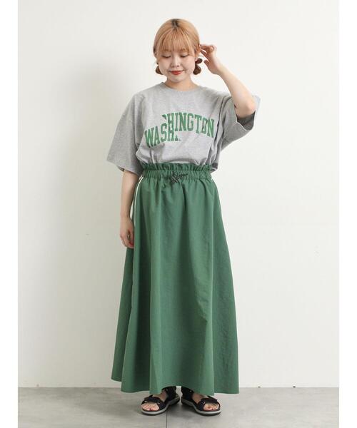 Samansa Mos2 スカート ナイロンサイドラインギャザースカート