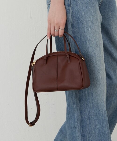 【russet】2wayレザーボストンバッグ 未使用級】russet 24AW 2WAYミニボストンバッグ レザー ボルドー