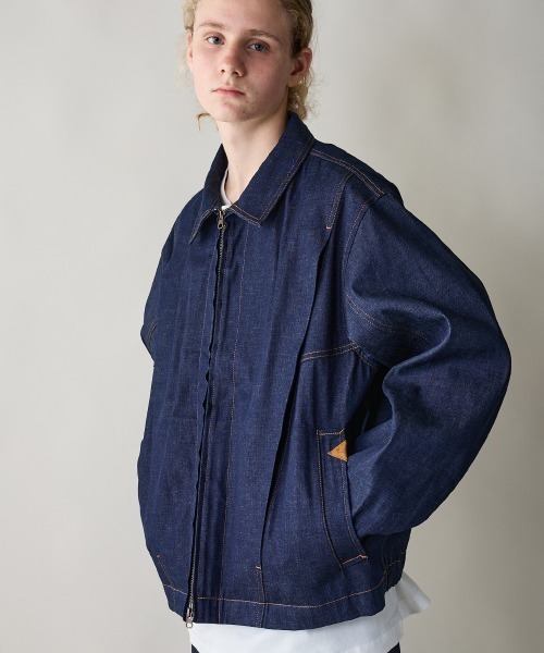 新品　yumi.　INTER FACTORY デニムジャケット　ネイビー 1点物◇GAP系オールドネイビー黒ジージャンXXLデニムジャケット