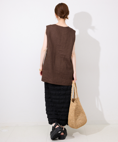 SLOBE IENA ブラウス シャツ リネンノースリーブブラウス