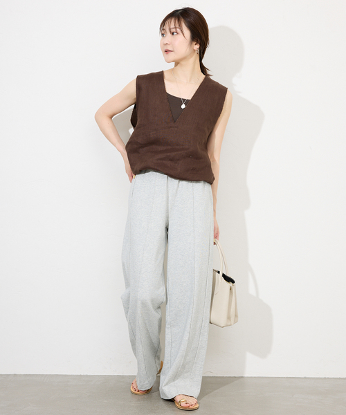 SLOBE IENA ブラウス シャツ リネンノースリーブブラウス