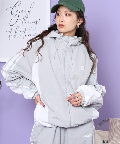 NERDY ナイロンジャケット カーブドブロックウインドブレーカー メンズ