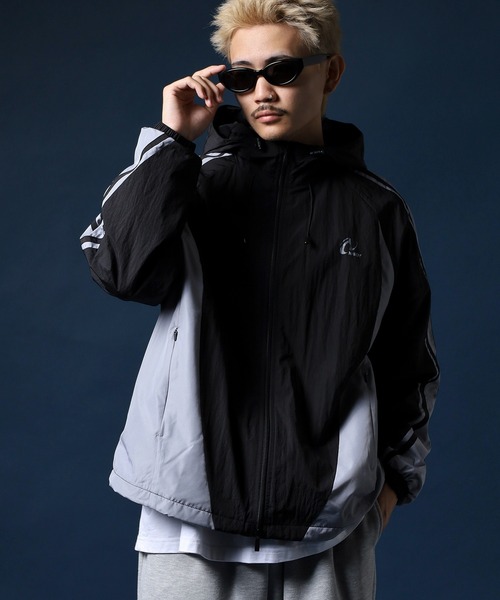 NERDY ナイロンジャケット カーブドブロックウインドブレーカー メンズ