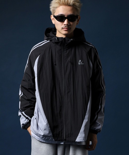 NERDY ナイロンジャケット カーブドブロックウインドブレーカー メンズ