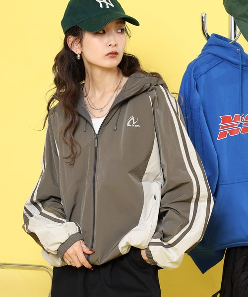 NERDY ナイロンジャケット カーブドブロックウインドブレーカー メンズ