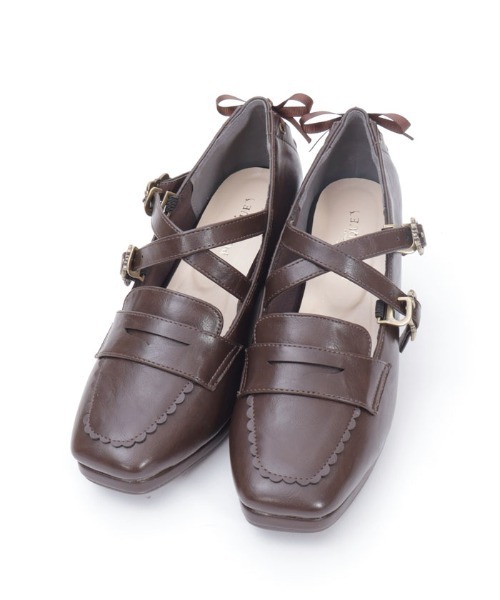 axes femme POETIQUE パンプス バックレースアップローファー