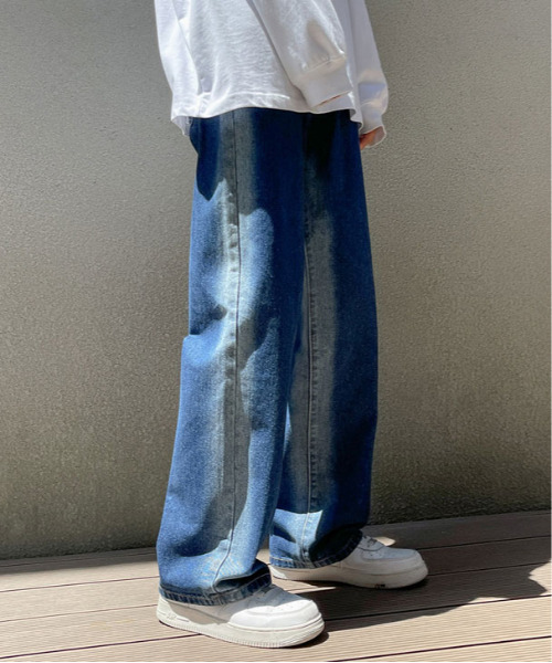 「neos」 加工デニムパンツ LARGE ブラック メンズ
