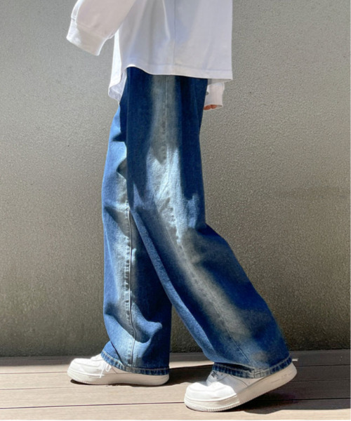 「neos」 加工デニムパンツ LARGE ブラック メンズ