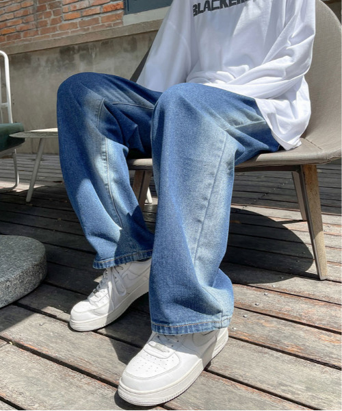 「neos」 加工デニムパンツ LARGE ブラック メンズ