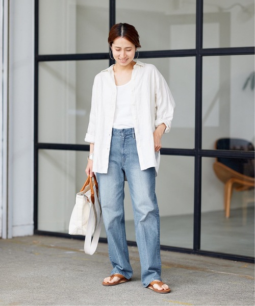 「FRAMeWORK」 加工デニムパンツ 40 サックスブルー レディース