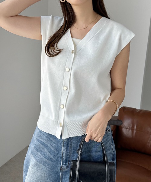 「andme」 「alma design」ニットベスト M グレー レディース