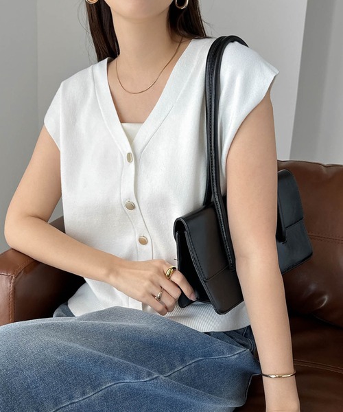 「andme」 「alma design」ニットベスト M グレー レディース