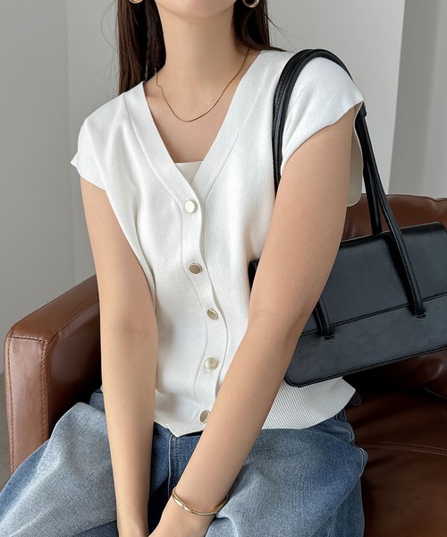 「andme」 「alma design」ニットベスト M グレー レディース