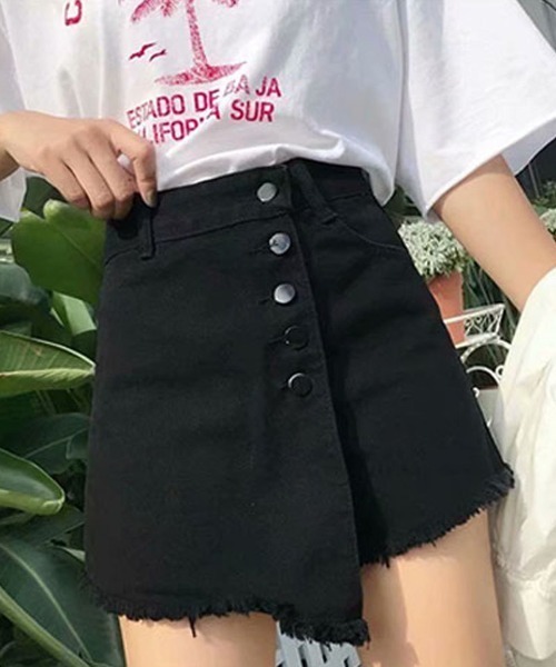 shoppinggo ハーフパンツ ジーンズ デニム デニムパンツ キュロット 