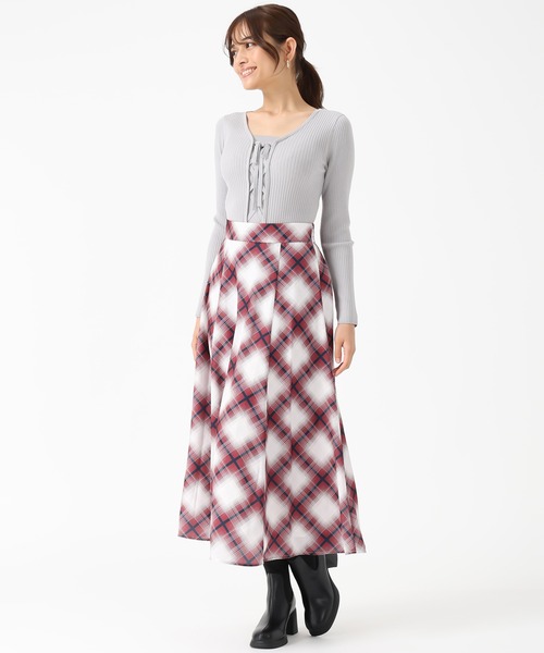 MISCH MASCH ミッシュマッシュ 前後2way模様編みニット MISCH MASCH（ミッシュマッシュ） ニット セーター リボン編み上げ2way