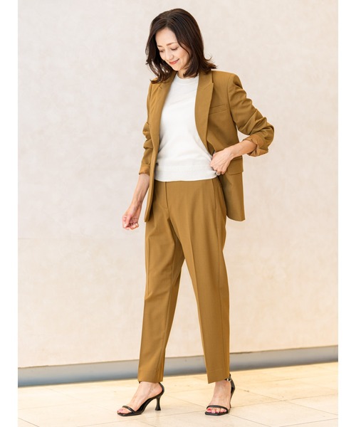 パンツ ハイライズ スリム イタリアンウール アンクルパンツ レディースの画像