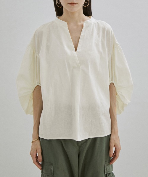 「SALON adam et rope'」 7分袖ブラウス FREE ライトベージュ レディース_画像9