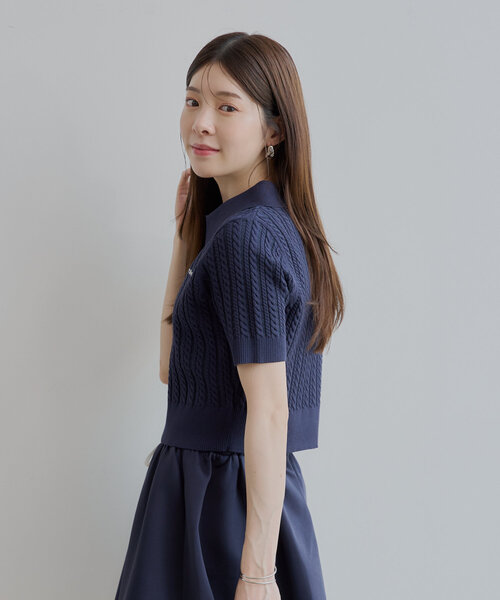 THE SHISHIKUI nep 半袖 ニット ネイビー THE SHISHIKUI nep 半袖 ニット ネイビー THE SHISHIKUI nep 半袖