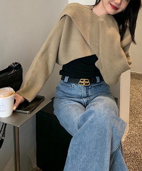 「by muni:r」 長袖ニット FREE ブラック レディース_画像9