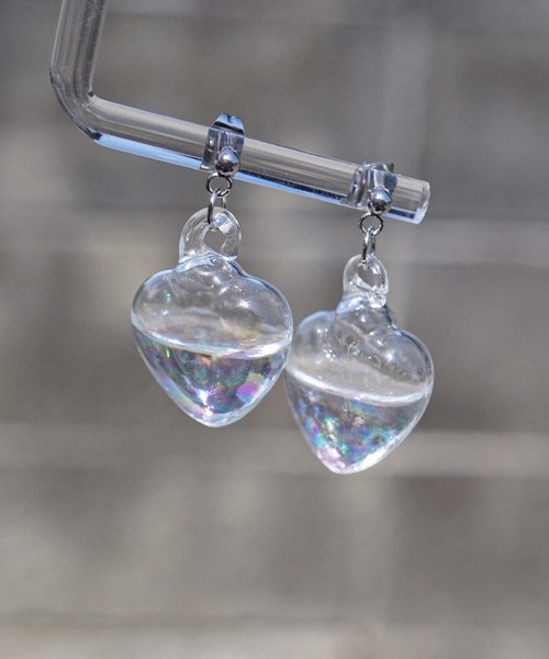 44 水入ガラスの華やかアクセサリー　ハンドメイド　ピアス・イヤリング CERCA ピアス jolie minette/お水入り オーロラ ガラス ピアス