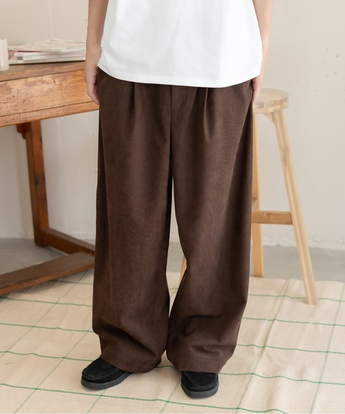 bashful base Oriental ワイドパンツ パンツ 「bbO」ロゴ1タックワイド