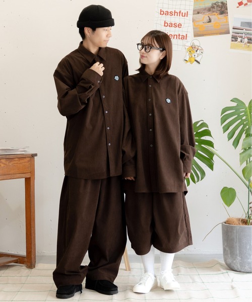 bashful base Oriental ワイドパンツ パンツ コーデュロイ 「bbO」ロゴ