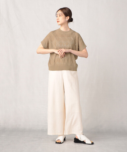 「Comme ca Mature」 ノースリーブニット FREE ベージュ レディース_画像2