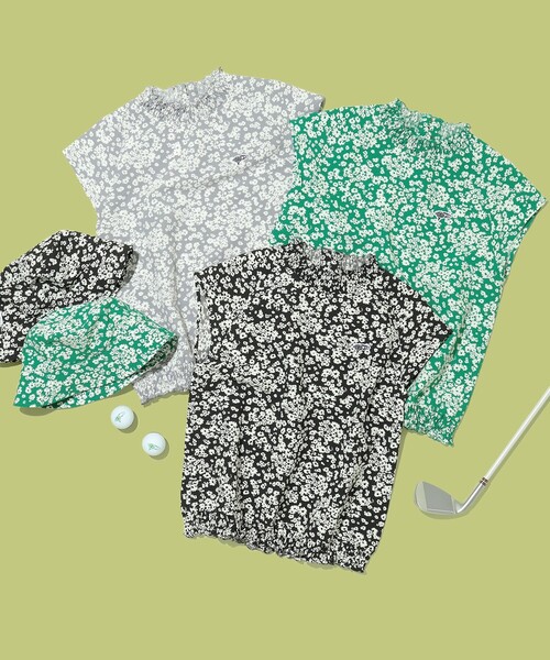 「BEAMS GOLF」 半袖ブラウス MEDIUM ブラック レディース