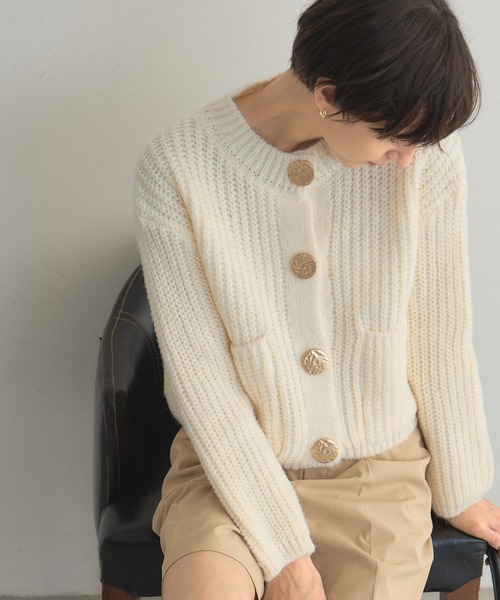 &. NOSTALGIA（ノスタルジア） カーディガン ビッグゴールドボタン