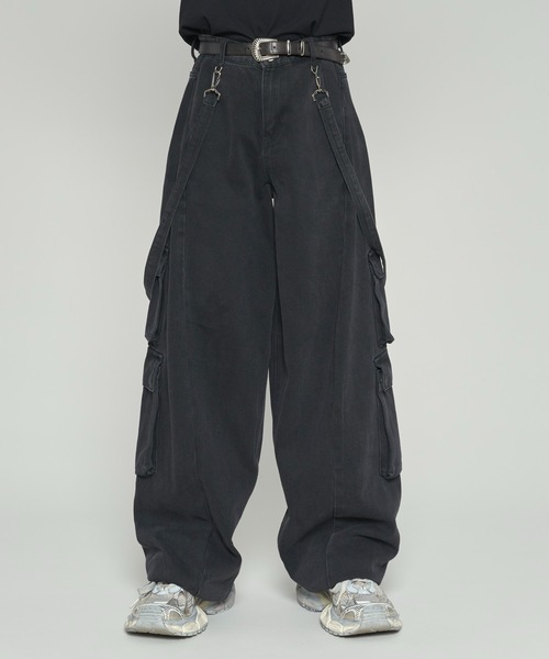 ブラックカーゴパンツ ADAMASTE カーゴパンツ MEDIUM ブラック メンズ : ZOZOTOWN Yahoo!店