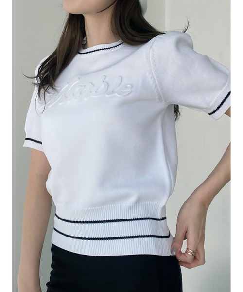 「Ada.」 半袖ニット FREE ネイビー レディース_画像2