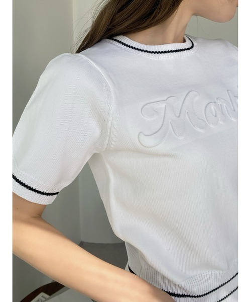 「Ada.」 半袖ニット FREE ネイビー レディース_画像5