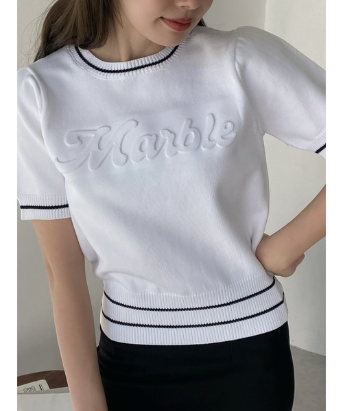 「Ada.」 半袖ニット FREE ネイビー レディース_画像6