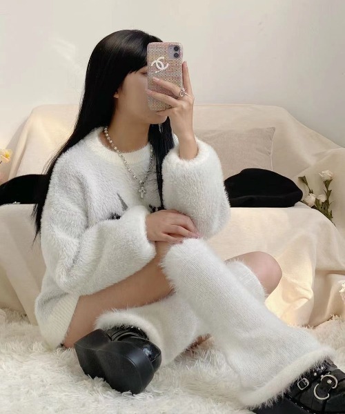 pyornim（ピョルニム） レッグウォーマー ふわふわモヘア シャギー