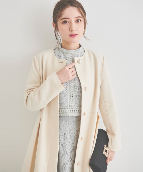 LAISSE PASSE（レッセパッセ） ノーカラーコート 36 ホワイト