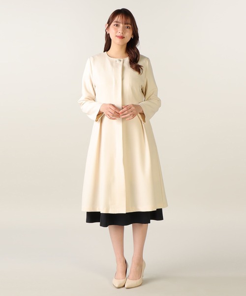 美品　レッセパッセ　ノーカラー切替刺繍コート LAISSE PASSE（レッセパッセ）｜ノーカラーコート一覧 - WEAR