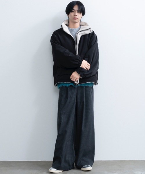 【美品】 ：ナイロン切替ニットブルゾン メンズ フリース切り替え スタンドカラー ブルゾン通販 [1502-56279