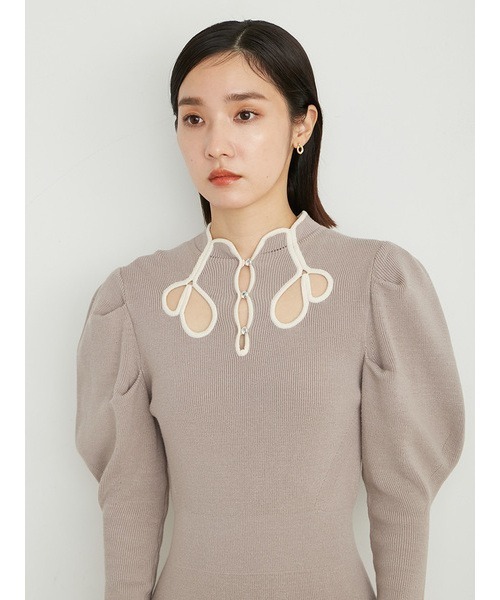 「LILY BROWN」 ニットワンピース FREE ネイビー レディース_画像2