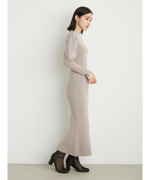 「LILY BROWN」 ニットワンピース FREE ネイビー レディース_画像6