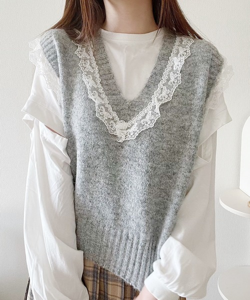 Nana tシャツ レースデザインニットベスト レディース : ZOZOTOWN