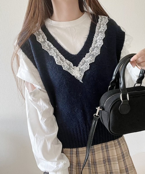 Nana tシャツ レースデザインニットベスト レディース : ZOZOTOWN