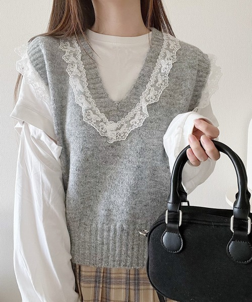 Nana tシャツ レースデザインニットベスト レディース : ZOZOTOWN