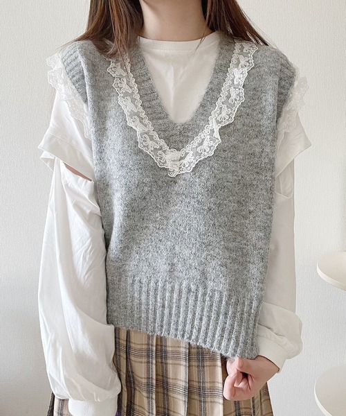 Nana tシャツ レースデザインニットベスト レディース : ZOZOTOWN