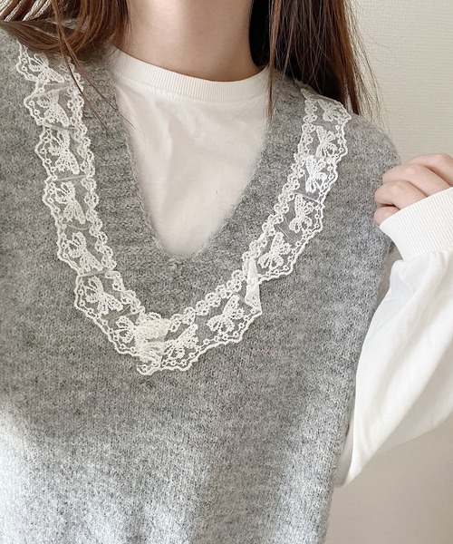 Nana tシャツ レースデザインニットベスト レディース : ZOZOTOWN