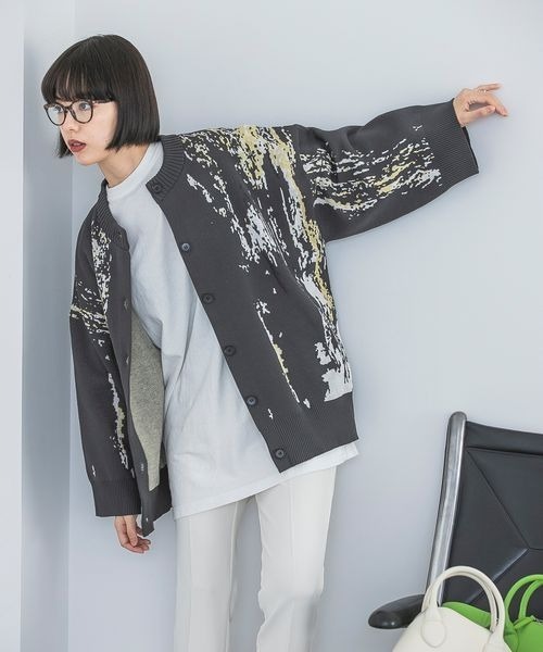 「JEANASIS」 ニットカーディガン FREE グレー系その他 レディース_画像3