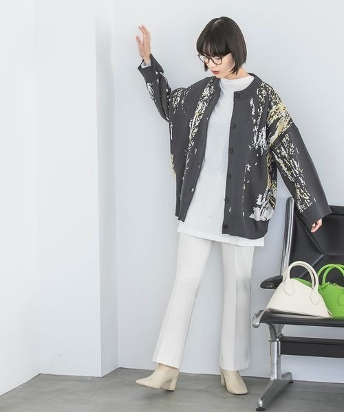 「JEANASIS」 ニットカーディガン FREE グレー系その他 レディース_画像4