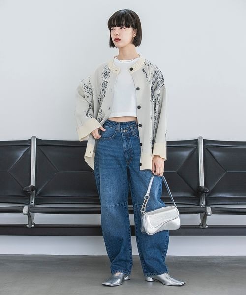 「JEANASIS」 ニットカーディガン FREE グレー系その他 レディース_画像9