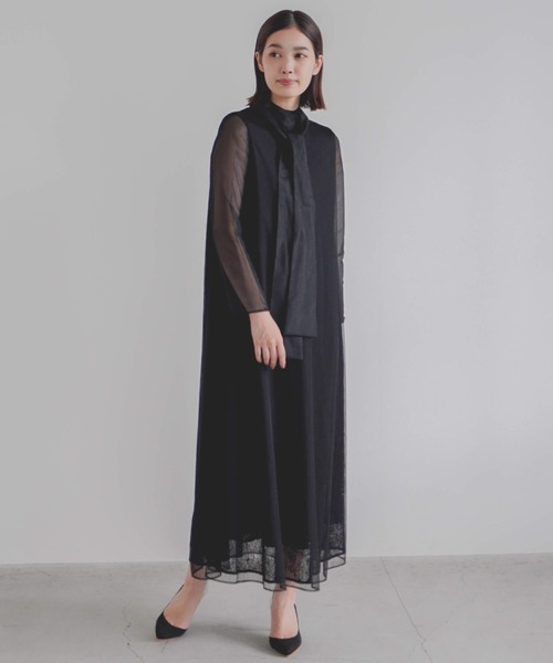 「kaene」 長袖ワンピース 2 サックスブルー レディース_画像4