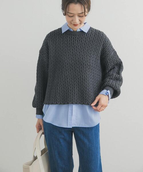 新品値札付き☆今季ヘリンボンニット セール】 ヘリンボーン柄ニットプルオーバー （ニット・セーター