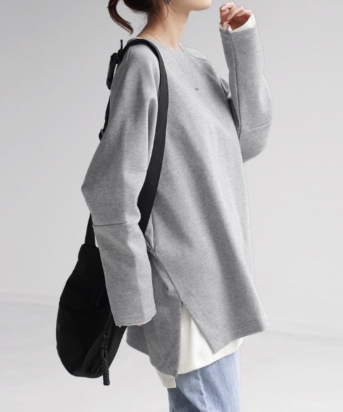 「HUG.U」 スウェットカットソー FREE グレー レディース_画像4